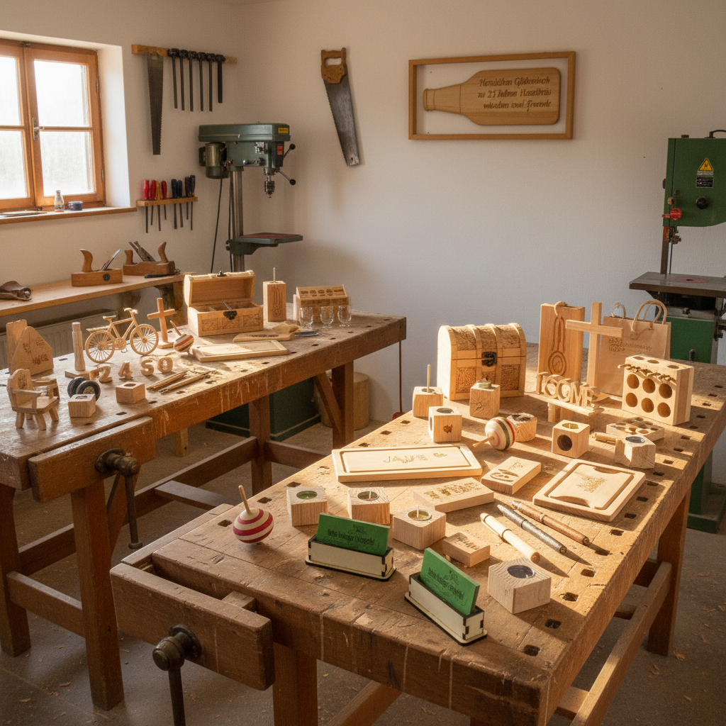 Breitere Werkstatt mit Holzfenster